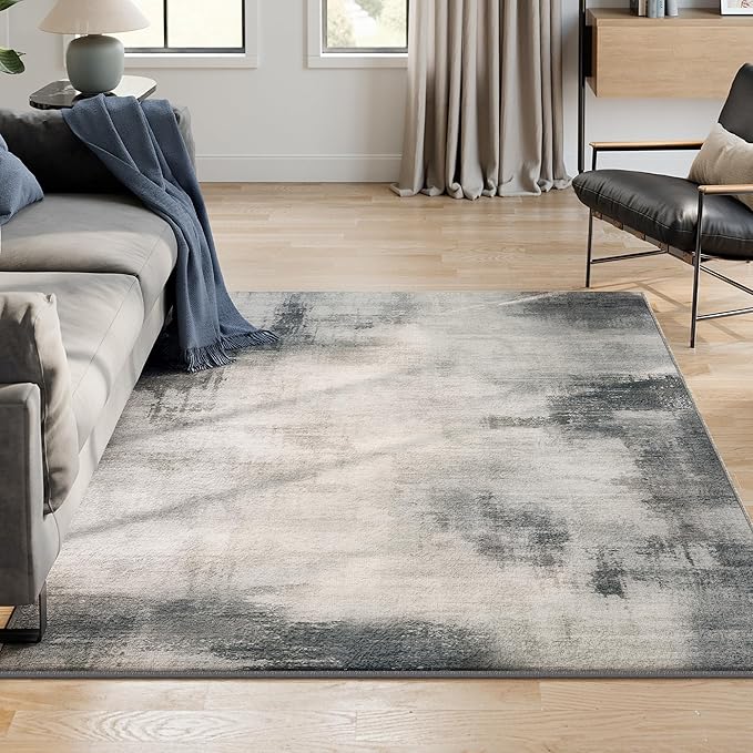 SONGMICS HOME Area Rug, 5x7 ft Rug for Living Room, Non-Slip Carpet, Modern Abstract Style, Home Decor, for Bedroom, Kitchen, Entryway, Dining Room, Machine Washable, Dove Gray UTAR073G01