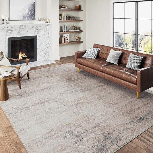 6x9 Rugs Machine WashableGray Hallway Large Area Rug Indoor Accent Rug Abstract Low Pile Carpet Distressed Throw Aesthetic Rug Bedroom Living Room Office Dining Room Kitchen Laundry Room