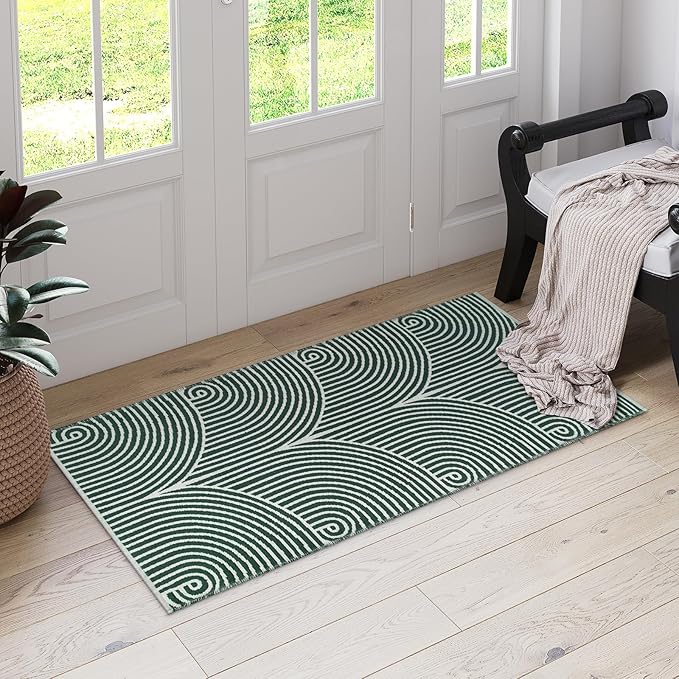 Tiffasea Kitchen Runner Rug 2'x4.3', Washable Small Area Rug Reversible Farmhouse Green Bathroom Rugs Modern Entry Rug Front Door Mat Throw Rugs for for Foyer Bedroom Entry Back Door