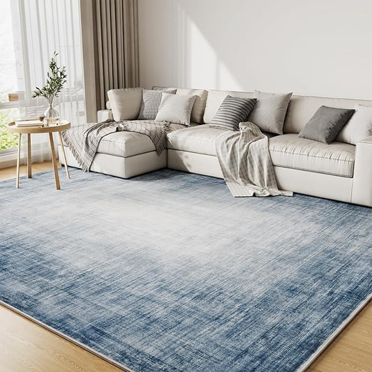 4x6 Area Rugs for Living Room, Machine Washable Non Slip Area Rug Modern Abstract Indoor Rug Carpet Ultra Soft Rugs for Bedroom Dining Room Playroom Bedside Office, Blue