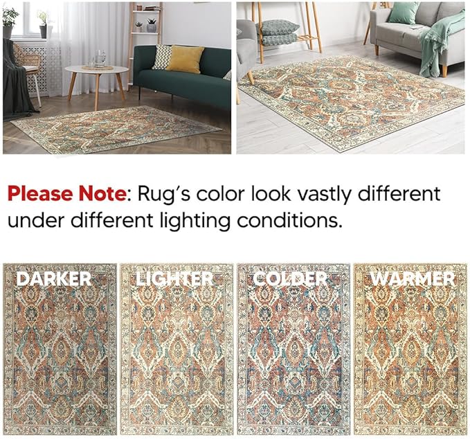 Keen Home Design 2x10 Rug - Machine Washable Runner Rug with Non-Slip Backing, Ideal for Hallway, Entryway, Kitchen, Laundry Room - Vintage, Easy Clean, Durable, Low Pile Rug - (2'6" x 10')
