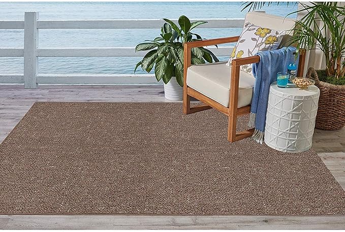 Ambiant Broadway Collection Pet Friendly Indoor Outdoor Area Rugs Brown - 10' Round, Stain & Fade Resistant, Easy Care, Pet & Kids Friendly, Made in USA, Perfect for Weddings & Everyday Use!