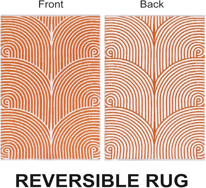 Tiffasea Indoor Door Mat 2'x3', Front Door Mats Machine Washable Small Area Rug Entryway Rug, Cotton Woven Indoor Outdoor Rugs Reversible Floor Mats for Bedroom/Bathroom/Kitchen (Orange&White)