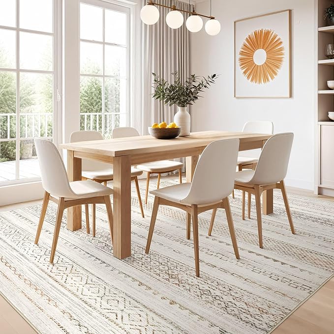 10x14 Area Rugs Living Room: Washable Boho Large Neutral Modern Soft Stain Resistant Farmhouse Indoor Floor Rug Non Slip Accent Carpet for Bedroom Nursery Kids Playroom Office Dining Room- Colorful