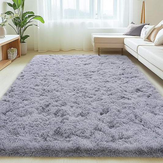 6x9 Rugs for Living Room, Large Fluffy Area Rugs for Bedroom, Soft Carpet Shag Kids Room Rug, Non-Slip Fuzzy Rugs Indoor (Light Grey, 6ft x 9ft)