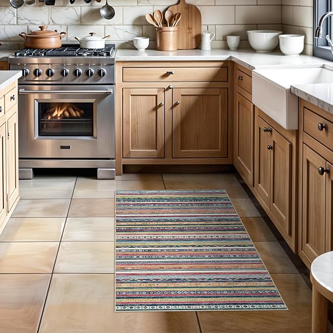 Washable 2x3 Area Rug - Vintage Rugs for Entryway Soft Indoor Carpet for Bedroom Kitchen Low Pile Floor Mat with Non Slip Backing - 2x3 Multi