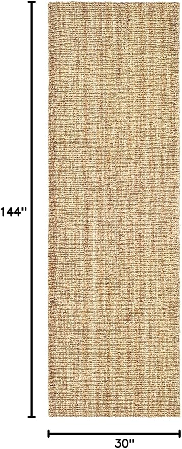 SAFAVIEH Natural Fiber Collection Runner Rug - 2'6" x 12', Natural, Handmade Chunky Textured Jute 0.75-inch Thick, Ideal for High Traffic Areas in Living Room, Bedroom (NF447A)