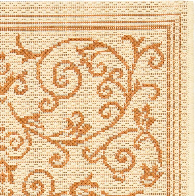 SAFAVIEH Courtyard Collection Accent Rug - 2' x 3'7", Natural & Terra, Scroll Design, Non-Shedding & Easy Care, Indoor/Outdoor & Washable-Ideal for Patio, Backyard, Mudroom (CY2098-3201)