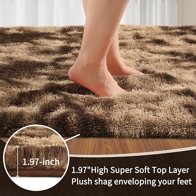 Sour Lemon 6x9 Area Rugs for Bedroom, Living Room Fluffy Rug, Large Area Rug Shag Shaggy Carpet Soft Plush Furry Bedside Rugs, Machine Washable Area Rugs for Kids Girls Boys Home Decor Anti Slip