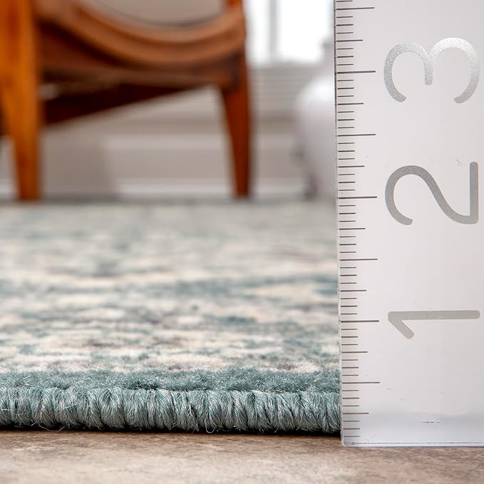 nuLOOM 9x12 Becca Traditional Tiled Area Rug, Blue, Faded Transitional Design, Stain Resistant, For Bedroom, Dining Room, Living Room, Hallway, Office, Kitchen, Entryway