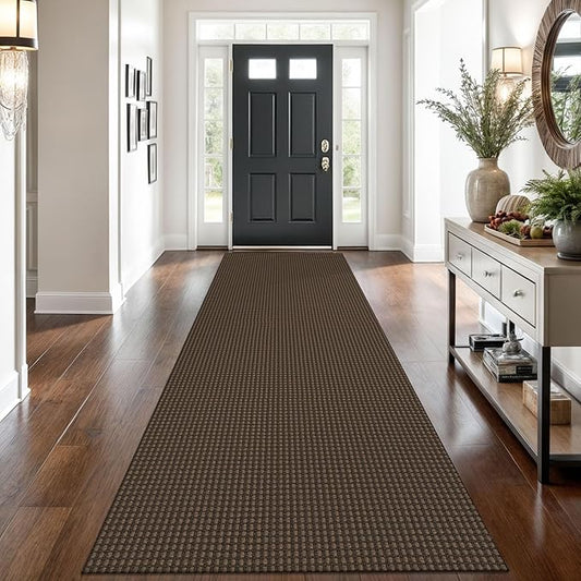 Braided Runner Rug 3x10 Ft Washable Runners for Hallways Non Slip Rubber Backed Kitchen Runners Cotton Long Entryway Runner Indoor, Woven Carpet for Hall Kitchen Entryway, Brown