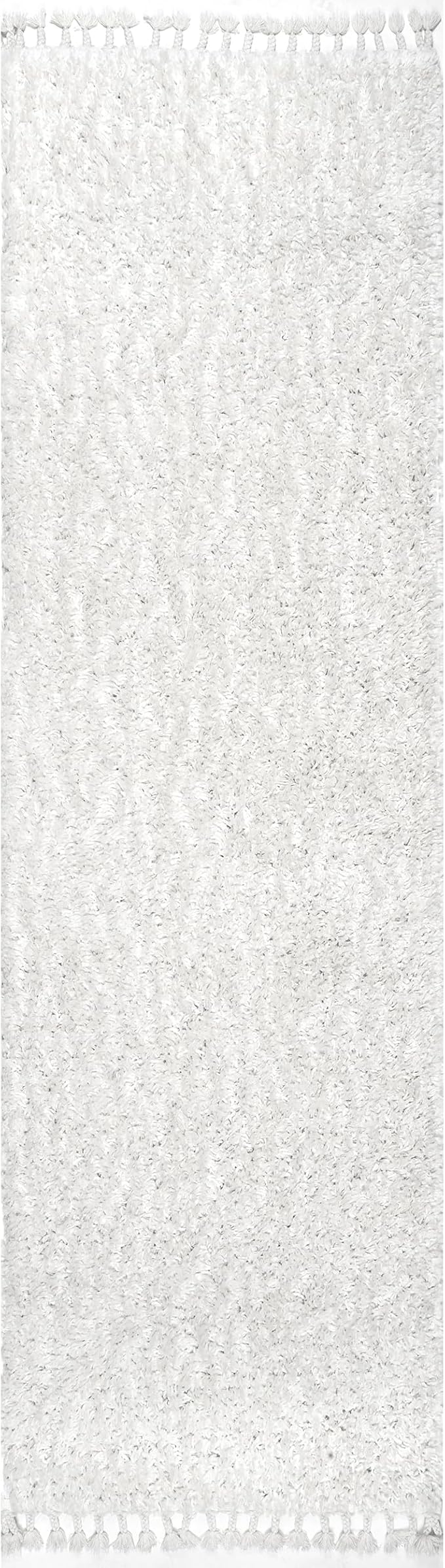 nuLOOM Neva Solid 2x12 Runner Shag Rug for Living Room Bedroom Dining Room Nursery Entryway Hallway, Ivory
