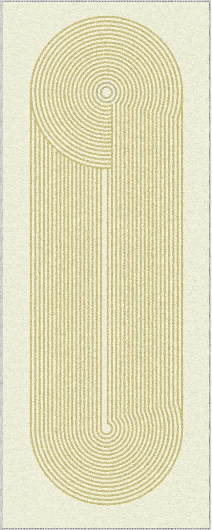 Bavni Hallway Runner, Machine Washable Runner Rug, Soft Modern 2x7 Rugs, Abstract Low Pile Lightweight Rugs for Bedroom, Hallways, Kitchen, Beige Yellow Lines