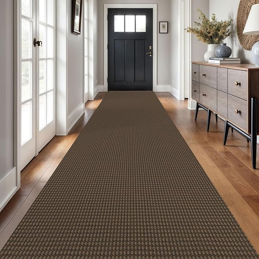 Braided Runner Rug 3x18 Ft Washable Runners for Hallways Non Slip Rubber Backed Kitchen Runners Cotton Long Entryway Runner Indoor, Woven Carpet for Hall Stair Entryway, Brown