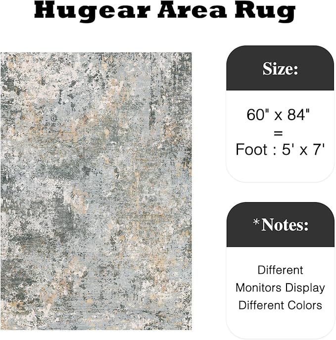 5x7 Rugs Machine Washable Green Hallway Area Rug Indoor Accent Rug Abstract Low Pile Carpet Distressed Throw Aesthetic Rug Bedroom Living Room Office Dining Room Kitchen Laundry Room Non Slip