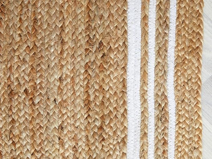 GRUHUM Jute Cotton Area Rug 8x10 ft,Rectangular Natural Fiber Handwoven Boho Farmhouse Soft Braided Rustic Vintage EcoFriendly Reversible Rug,Indoor EcoFriendly Kitchen Bedroom Living Room Hallways