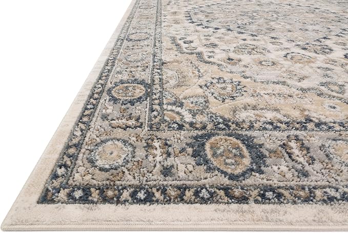 Loloi II Teagan Collection TEA-01 Natural/Lt. Grey 2'-8" x 4', .25" Thick, Accent Rug, Soft, Durable, Neutral, Woven, Low Pile, Non-Shedding, Easy Clean, Living Room Rug