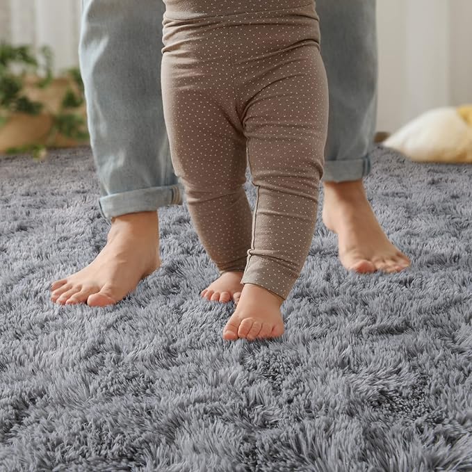 YJ.GWL Runner Rugs for Hallway, 2x4 Washable Small Grey Bedside Rugs for Living Room Bedroom, Soft Fluffy Shaggy Indoor Floor Carpet for Kids Boy and Girls Room Nursery Home Decor Aesthetic