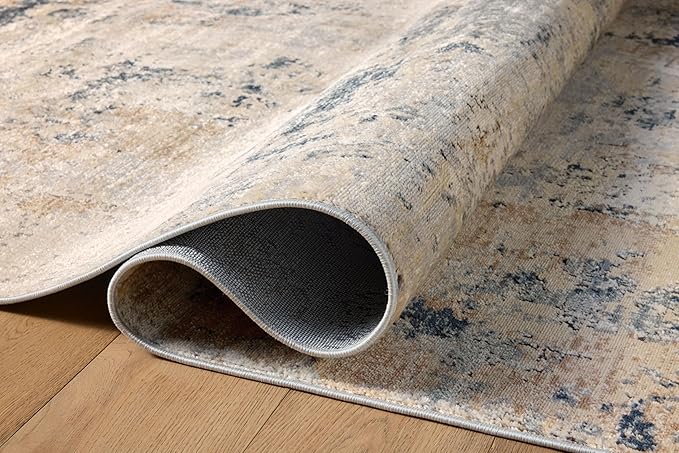 Loloi Teagan Collection 6'-7" x 9'-2" Area Rug in Sand/Mist - Large, Soft Neutral Rug, High-Traffic for Living Room, Bedroom, Home Office, Dining Area