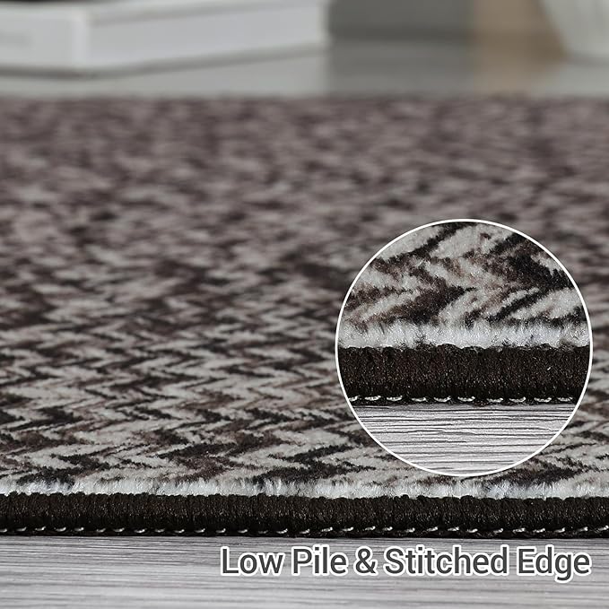 Washable Area Rugs 9x12 Rug Living Room Rug Modern Rugs for Bedroom Blue Geometric Soft Large Area Rug Non Slip Throw Rugs Stain Resistant Carpet for Nursery Dining Room 9'x12' Black/Grey