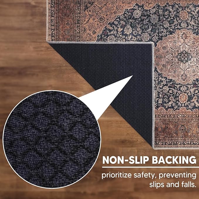 Keen Home Design 2x7 Rug - Machine Washable Runner Rug with Non-Slip Backing, Ideal for Hallway, Entryway, Kitchen, Laundry Room - Vintage, Easy Clean, Durable, Low Pile Rug - (2'6" x 7')