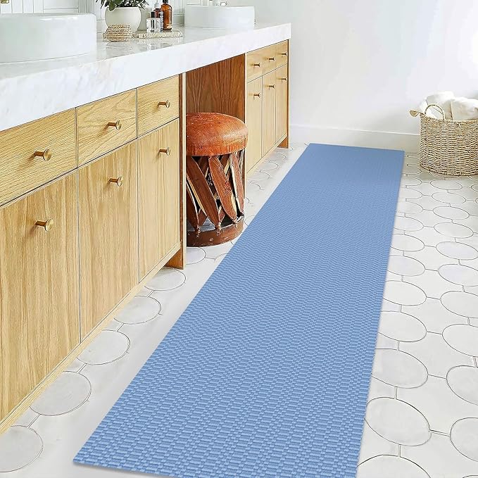 KOZYFLY Washable Runner Rug 2x8 Ft Runners for Hallway Rubber Backed Kitchen Runner Rugs Braided Cotton Entryway Runner Indoor, Carpet Runners for Hallway Entryway Bedroom, Blue