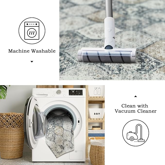 LIVEBOX Washable Rug 2x3 Kitchen Mats for Floor Entryway, Non Slip Front Door Mat for Bathroom Hallway,Boho Low-Pile Small Carpet Moroccan Throw Indoor Rugs for Bath Sink, Black