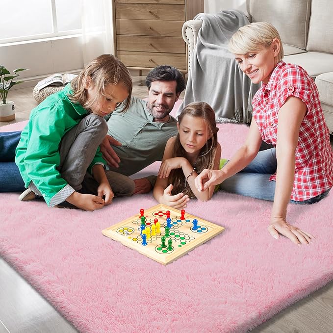 Shag Area Rugs for Bedroom Living Room,4X6 Ultra Soft Fluffy Area Rugs for Dorm, Indoor Carpet Nursery Rugs for Kids Girls Room Home Decor,Pink