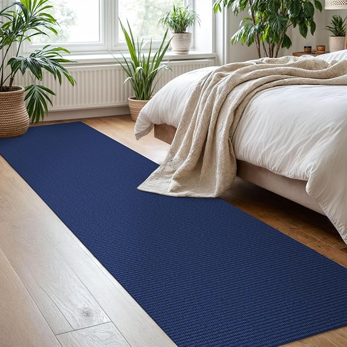 KOZYFLY Washable Runner Rug 2x8 Ft Runners for Hallways Kitchen Runner Rugs with Rubber Backing Braided Cotton Entryway Runner Indoor, Carpet Runners for Hallway Entryway Bedroom, Navy/Dark Navy