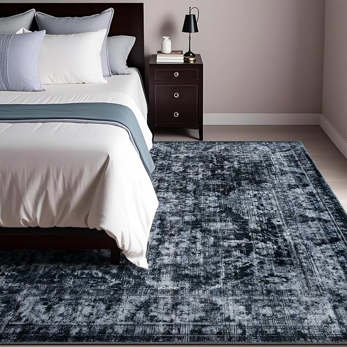 3x5 Non Slip Area Rug, Modern Soft Rugs for Living Room Machine Washable Easy Clean, Kids Pet Friendly Non Shedding, Comfortable for Bedroom Dining Room Kitchen Home Office Floor - Gray