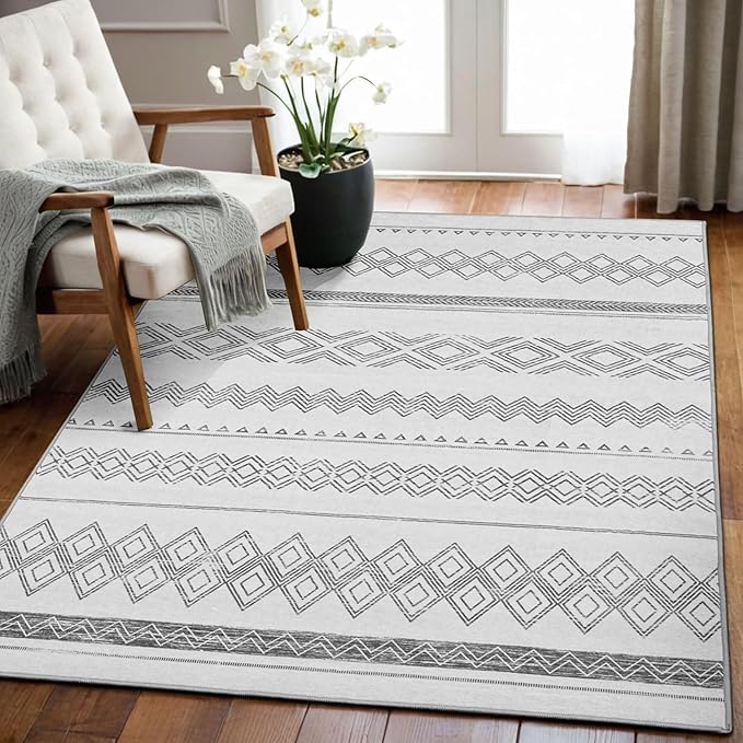 Washable Area Rug 3x5, Spill-Proof Surface, Non-Slip Backing, Cozy Soft Faux Wool, Printed Rug for Entryway Kitchen Bedroom Laundry Room Bathroom - Otis