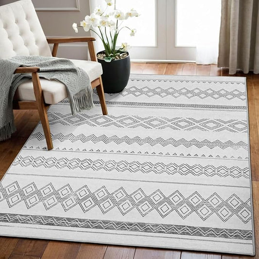 Washable Area Rug 3x5, Spill-Proof Surface, Non-Slip Backing, Cozy Soft Faux Wool, Printed Rug for Entryway Kitchen Bedroom Laundry Room Bathroom - Otis