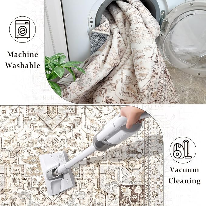 2x3 Rug, Non Slip Throw Rug Entryway Vintage Rug for Bedroom Kitchen Entryway Bathroom