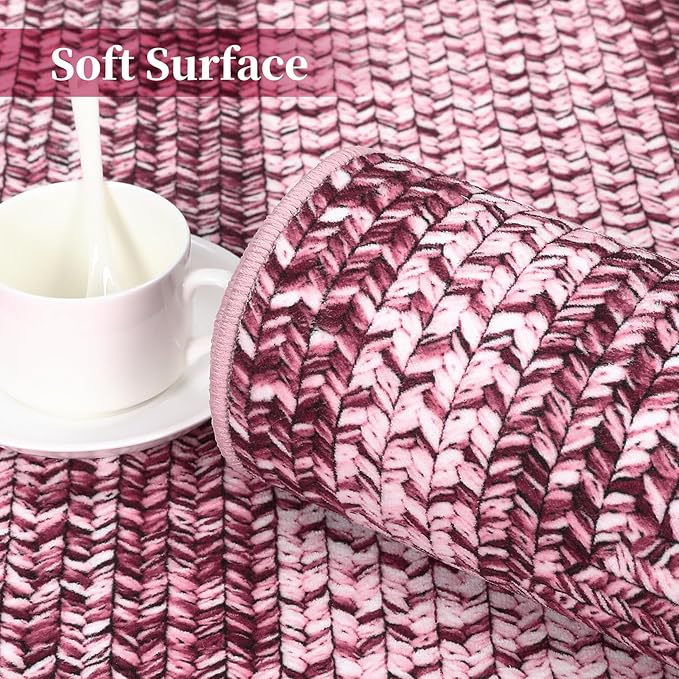 Washable Area Rug 10x13 Rug for Living Room Modern Rugs for Bedroom Pink Print Braided Large Rug Non Slip Throw Rugs Stain Resistant Carpet for Nursery Dining Room 10'x13' Pink