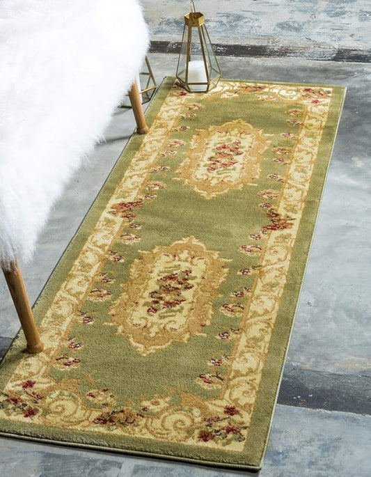 Unique Loom Versailles Collection Traditional Classic Floral Motif Area Rug (2' 2 x 6' 0 Runner, Green/ Ivory)