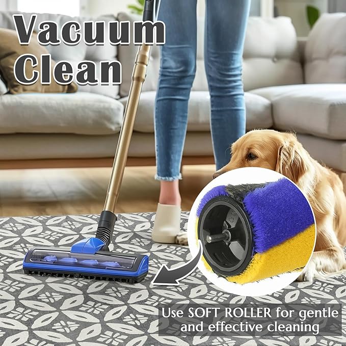 jinchan Runner Rug 2x5 - Hallway Rug Kitchen Washable Runner Rug Faux Wool Geometric Soft Rug Tile Pattern Floral Print Rug Stain Resistant Non-Slip Carpet for Bathroom Bedroom Laundry Room Grey