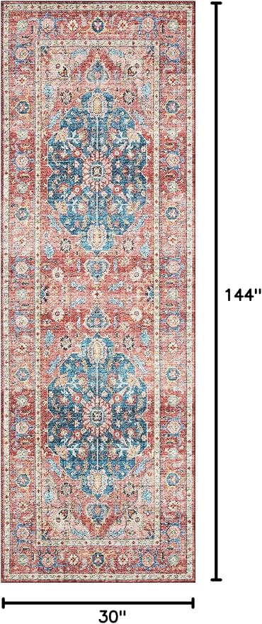 Loloi II Skye Collection SKY-05 Brick/Ocean 2'-6" x 12'-0" Runner Rug
