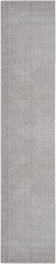 Nourison Essentials Indoor/Outdoor Silver Grey 2'2" x 18 Area Rug, Easy Cleaning, Non Shedding, Bed Room, Living Room, Dining Room, Backyard, Deck, Patio (2x18)