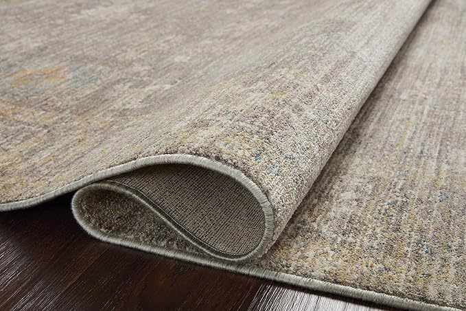 Loloi Magnolia Home by Joanna Gaines Millie Collection MIE-05 Stone/Natural 7'-10" x 7'-10", .25" Pile Height, Round Area Rug