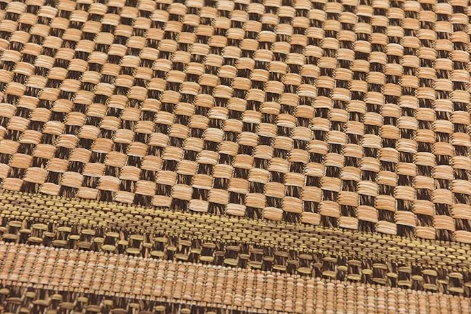 Unique Loom Outdoor Border Collection Area Rug - Multi Border (4' 1" x 6' 1" Rectangle, Light Brown/ Brown)