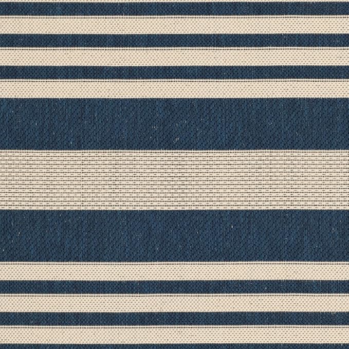 SAFAVIEH Courtyard Collection Area Rug - 5'3" x 7'7", Navy & Beige, Non-Shedding & Easy Care, Indoor/Outdoor & Washable-Ideal for Patio, Backyard, Mudroom (CY6062-268)
