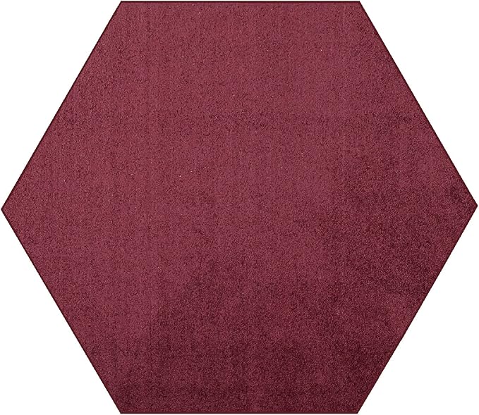 Furnish my Place Modern Plush Solid Color Rug - Cranberry, 8' Hexagon, Pet and Kids Friendly Rug. Made in USA, Area Rugs Great for Kids, Pets, Event, Wedding, Living Room