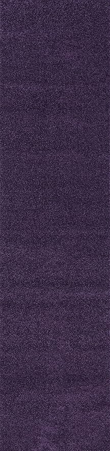 JONATHAN Y SEU100N-28 Haze Solid Low-Pile Indoor Runner-Rug, Coastal, Bohemian, Minimalist Easy-Washing,Bedroom,Kitchen,Living Room,Non Shedding, Purple, 2 X 8