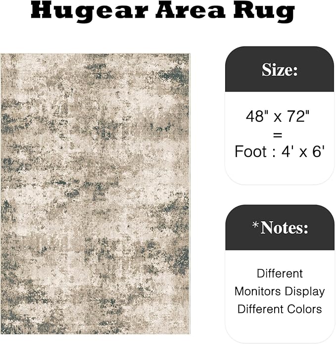 4x6 Washable Rug Brown Entryway Rugs Hallway Area Rug Abstract Non Slip Low Pile Carpet for Bedroom Living Room Office Dining Room Kitchen