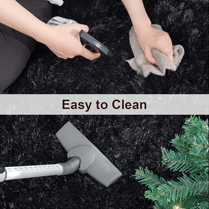 TWINNIS Super Soft Shaggy Rugs Fluffy Carpets, 3x5 Feet, Indoor Modern Plush Area Rugs for Living Room Bedroom Kids Room Nursery Home Decor, Upgrade Anti-Skid Rectangular Fuzzy Rug, Black