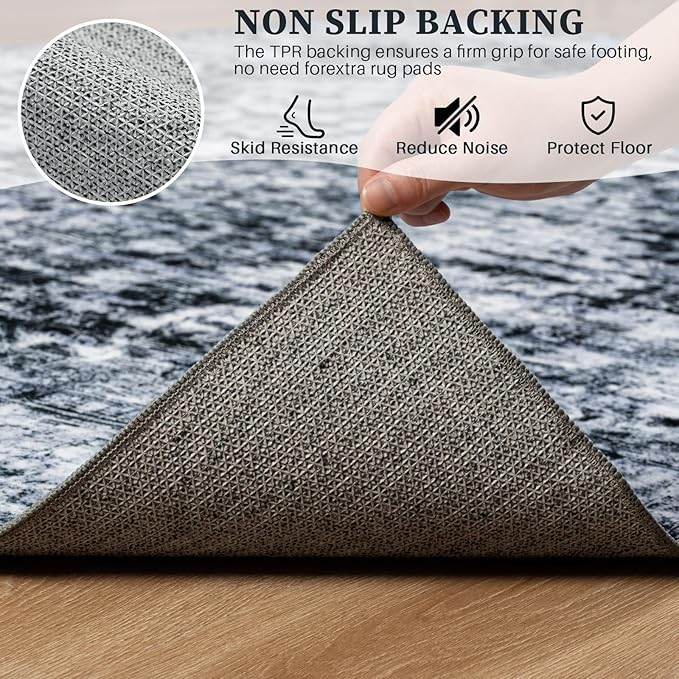 5x8 Non Slip Area Rug, Modern Soft Rugs for Living Room Machine Washable Easy Clean, Kids Pet Friendly Non Shedding, Comfortable for Bedroom Dining Room Kitchen Home Office Floor - Gray