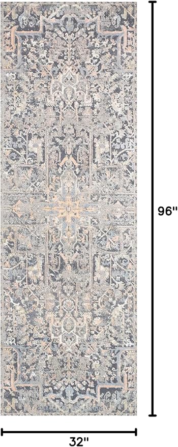 Loloi II Lucia Collection LUC-02 Charcoal/Multi 2'-8" x 8' Runner Rug