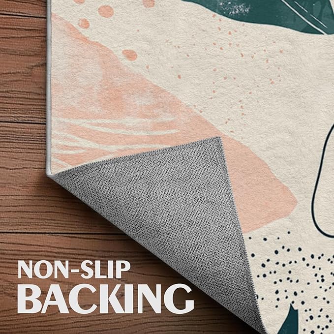 2x3 Area Rugs for Living Room Machine Washable Boho Botanical Rug Non Slip Printed Abstract Plant Rug Carpet Friendly Modern Rug for Bathroom Bedroom Dining Room Kitchen