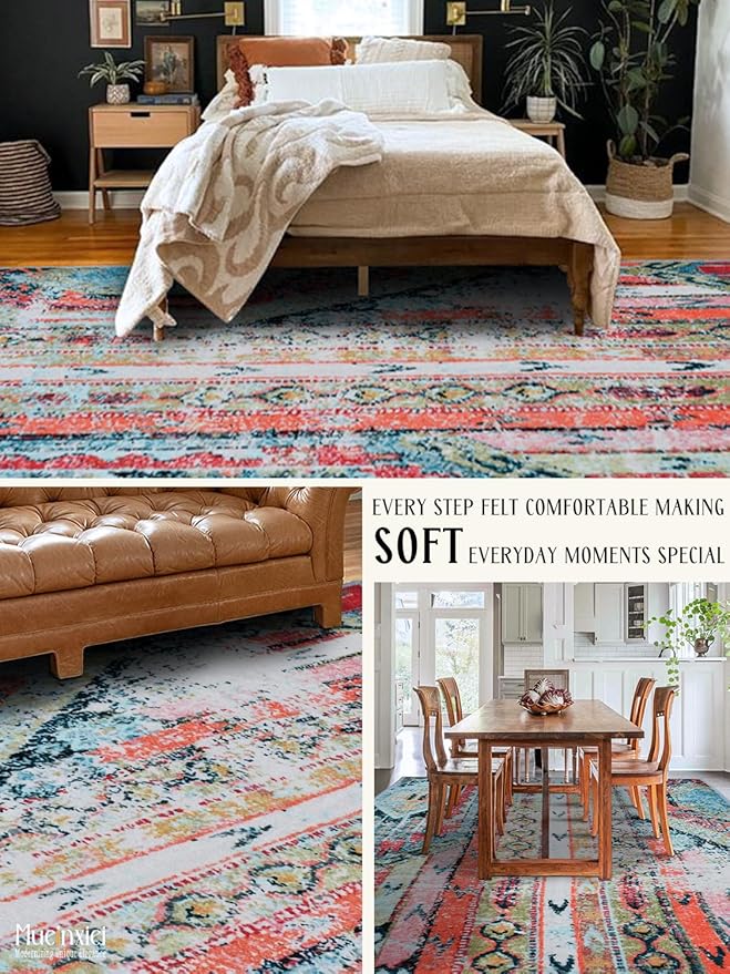 Area Rug 2x6 Hallway Runner Rugs,Non Slip Machine Washable Hallway Runner Rug Soft Bedroom Rug, Low PileLightweight Rugs for Entryway, Hallway, Kitchen and Corridor