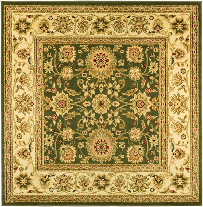 SAFAVIEH Lyndhurst Collection Area Rug - 3'3" Square, Sage & Ivory, Traditional Oriental Design, Non-Shedding & Easy Care, Ideal for High Traffic Areas in Living Room, Bedroom (LNH212C)